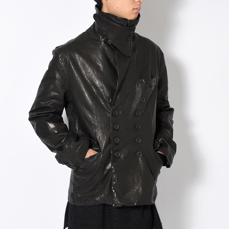 LEATHER W JACKET -BLACK-