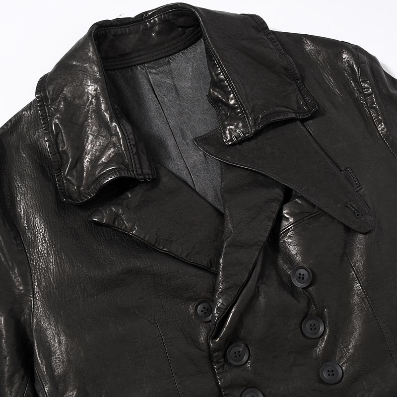 LEATHER W JACKET -BLACK-