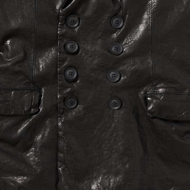 LEATHER W JACKET -BLACK-