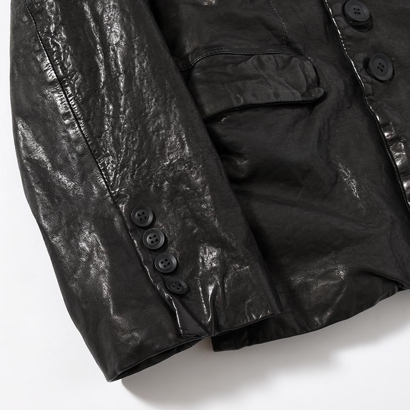 LEATHER W JACKET -BLACK-