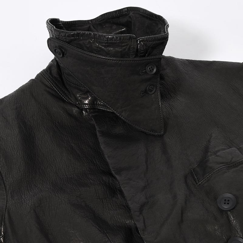 LEATHER W JACKET -BLACK-