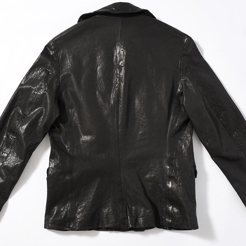 LEATHER W JACKET -BLACK-