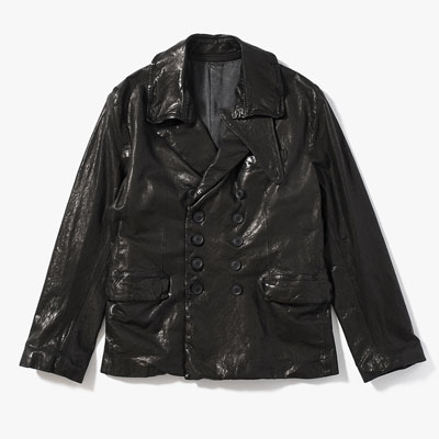 LEATHER W JACKET -BLACK-