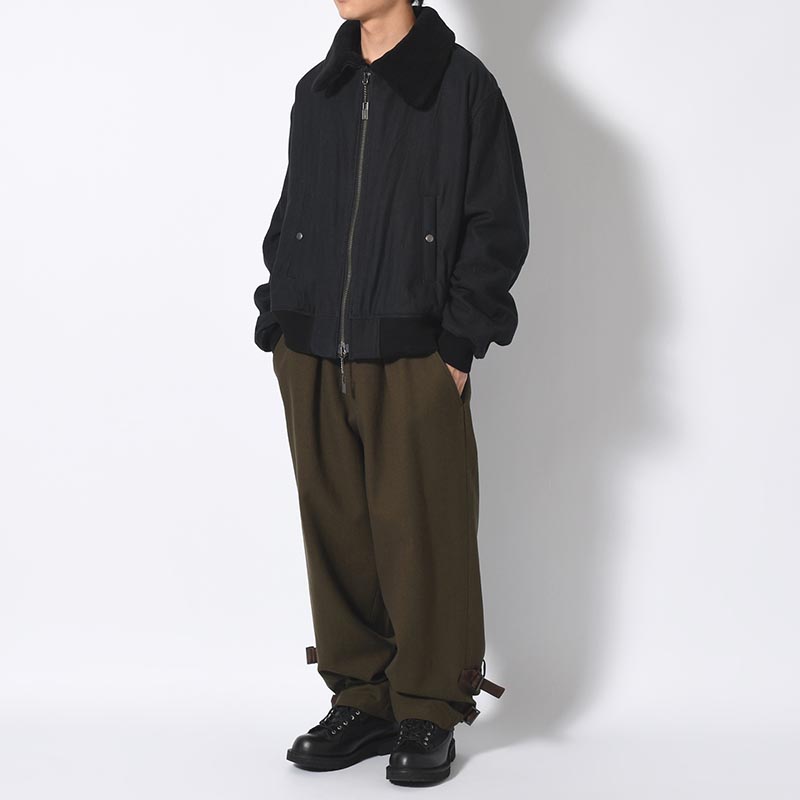 KHAKI C/W SERGE HEM BELT PANTS -KHAKI-