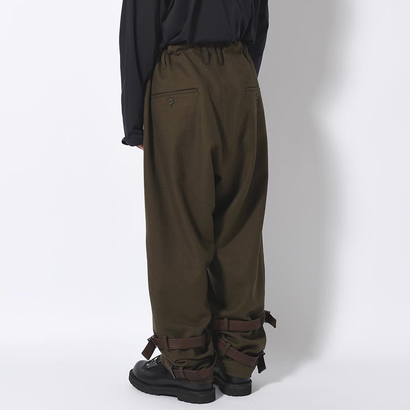 KHAKI C/W SERGE HEM BELT PANTS -KHAKI-