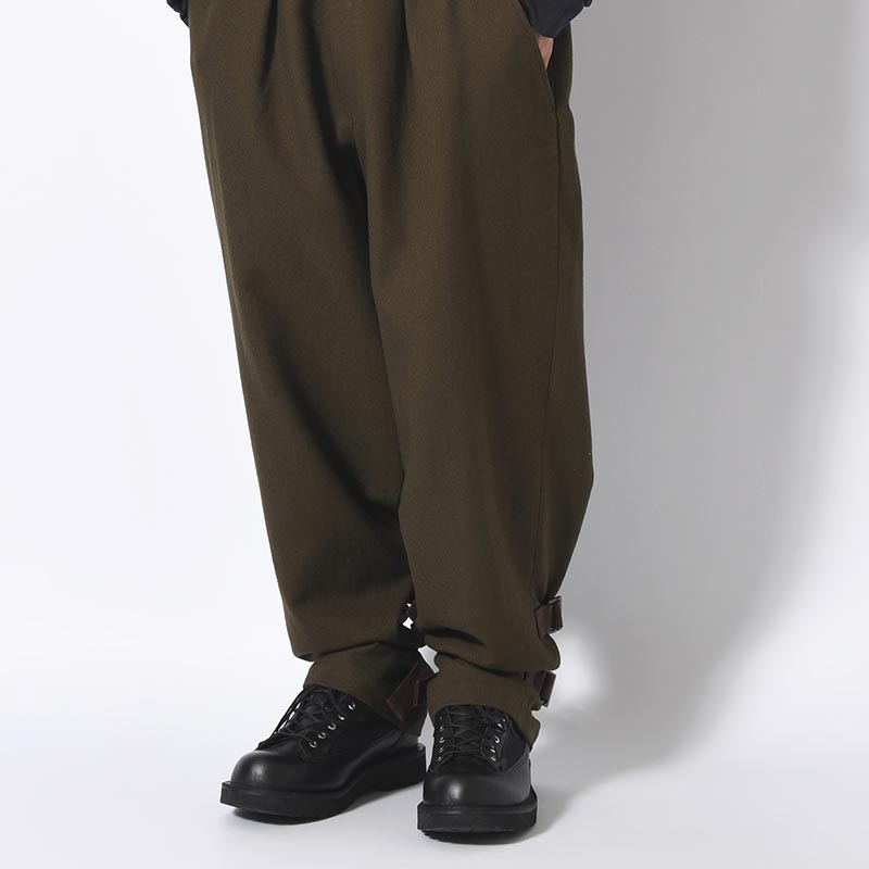 KHAKI C/W SERGE HEM BELT PANTS -KHAKI-