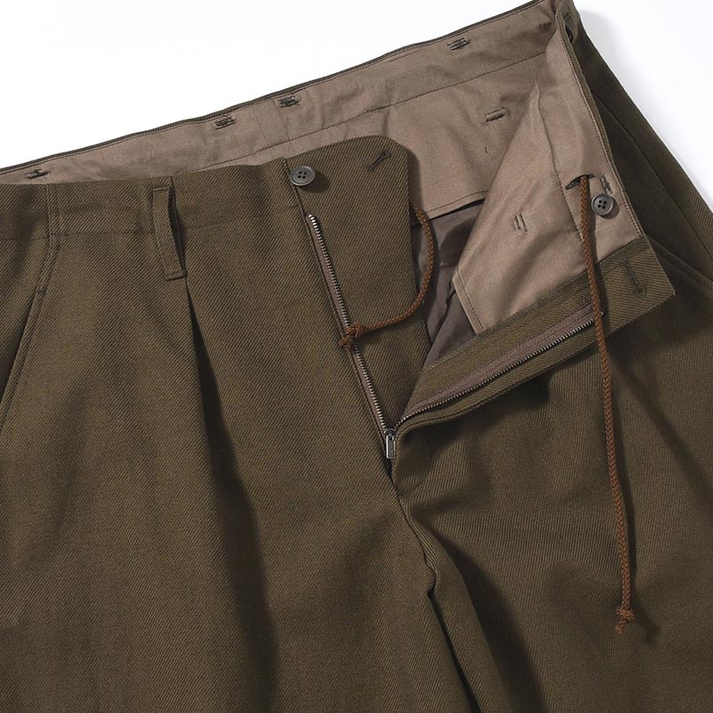 KHAKI C/W SERGE HEM BELT PANTS -KHAKI-