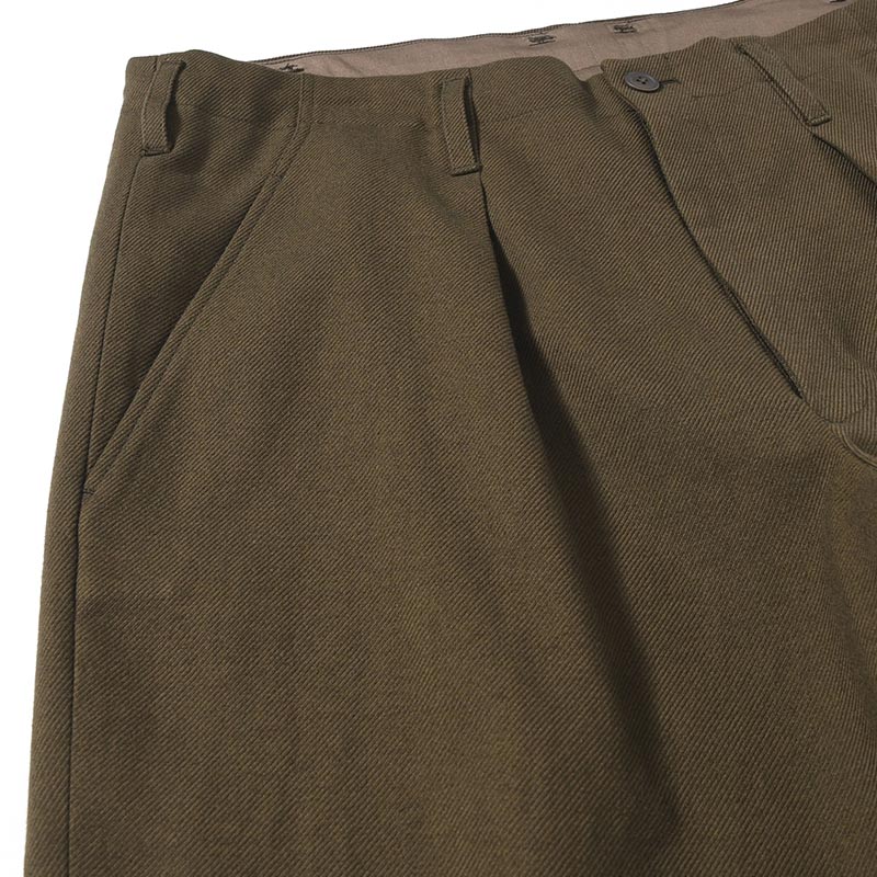 KHAKI C/W SERGE HEM BELT PANTS -KHAKI-