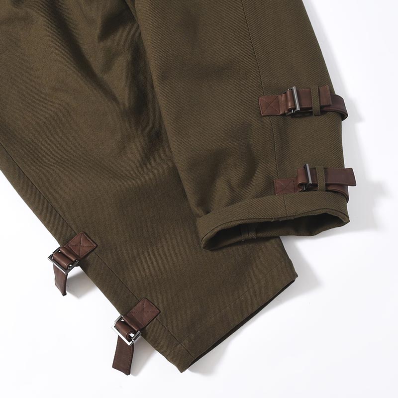 KHAKI C/W SERGE HEM BELT PANTS -KHAKI-