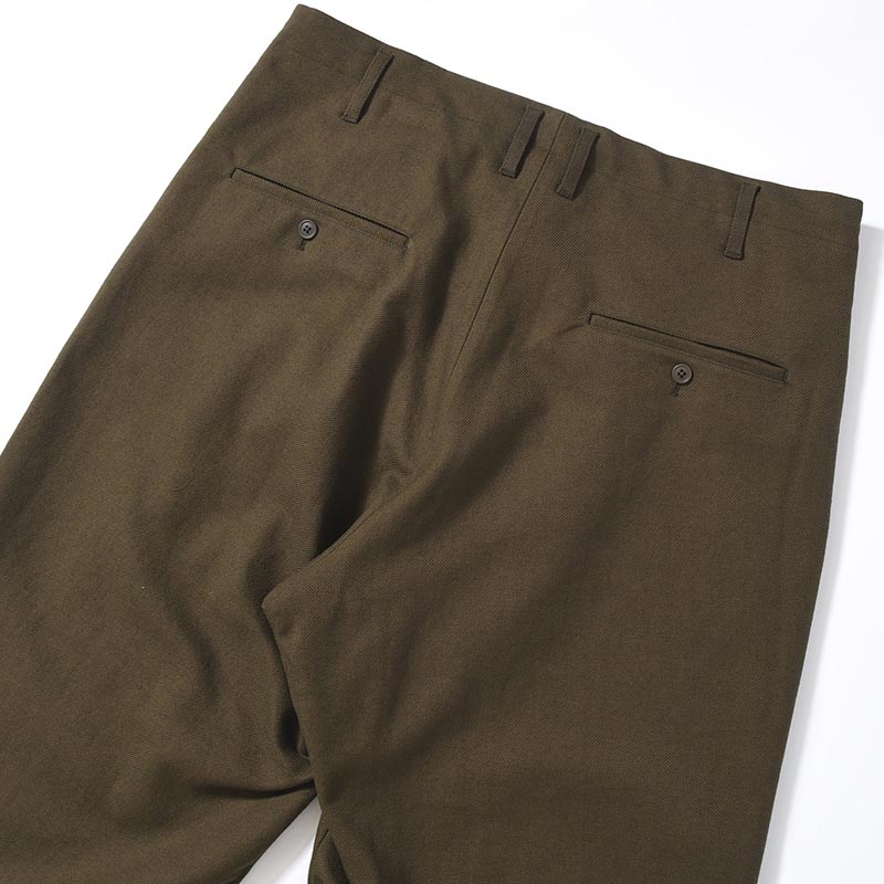 KHAKI C/W SERGE HEM BELT PANTS -KHAKI-