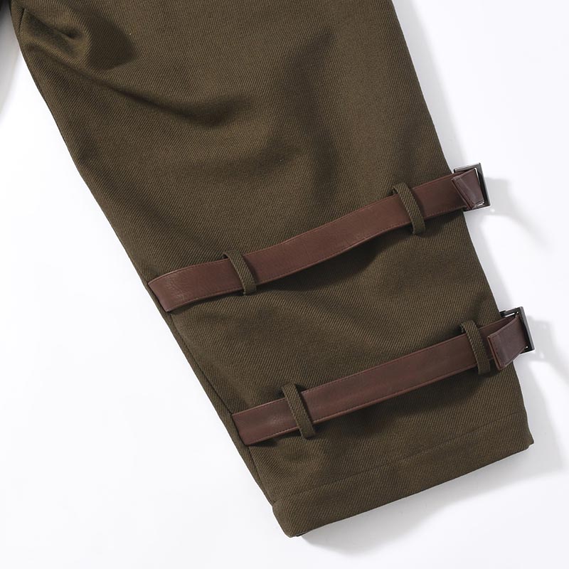 KHAKI C/W SERGE HEM BELT PANTS -KHAKI-