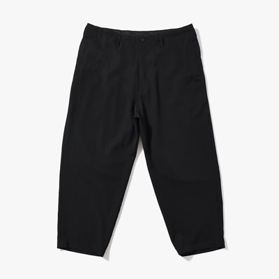 WOOL GABARDINE SIDE TUCK PANTS -BLACK-