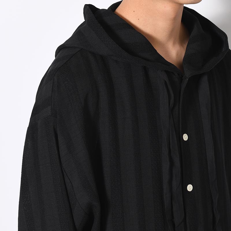 STRIPE LENO CLOTH HOODIE SHIRT -3.COLOR-