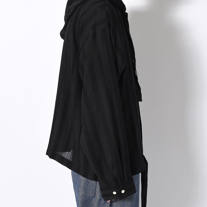 STRIPE LENO CLOTH HOODIE SHIRT -3.COLOR-