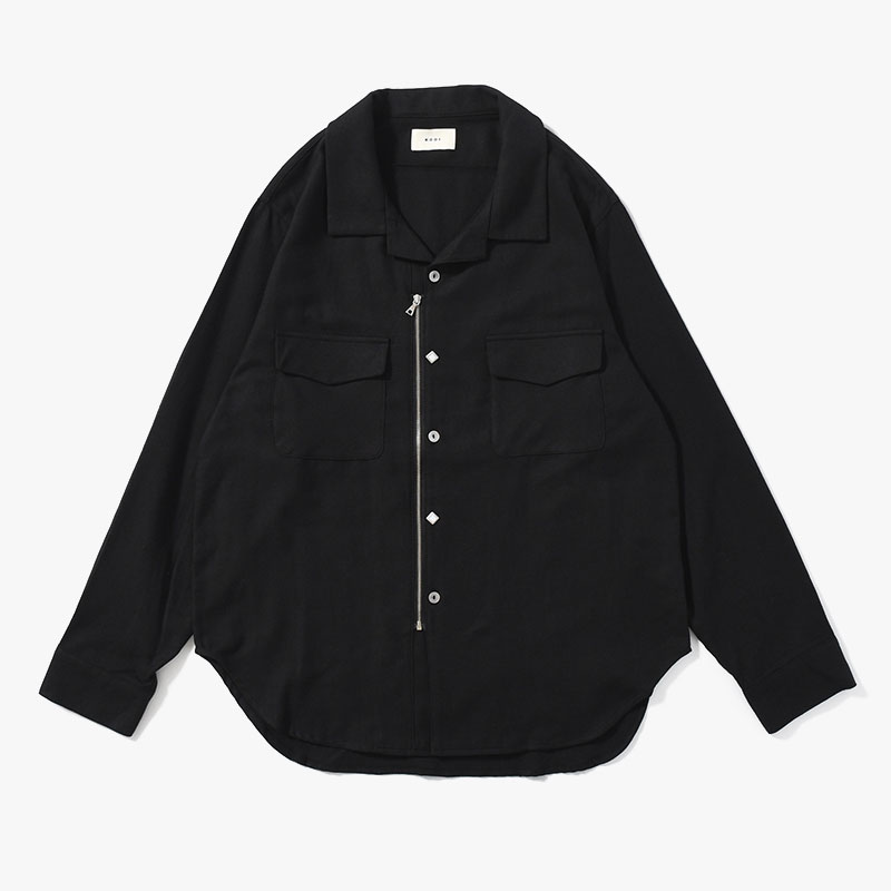 MIX BUTTON ZIP SHIRT -3.COLOR-(BLACK)