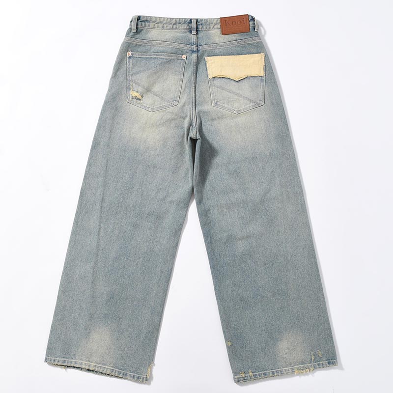 DOUBLE KNEE WIDE DENIM PANTS -2.COLOR-