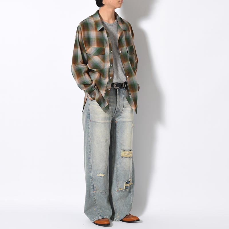 DOUBLE KNEE WIDE DENIM PANTS -2.COLOR-