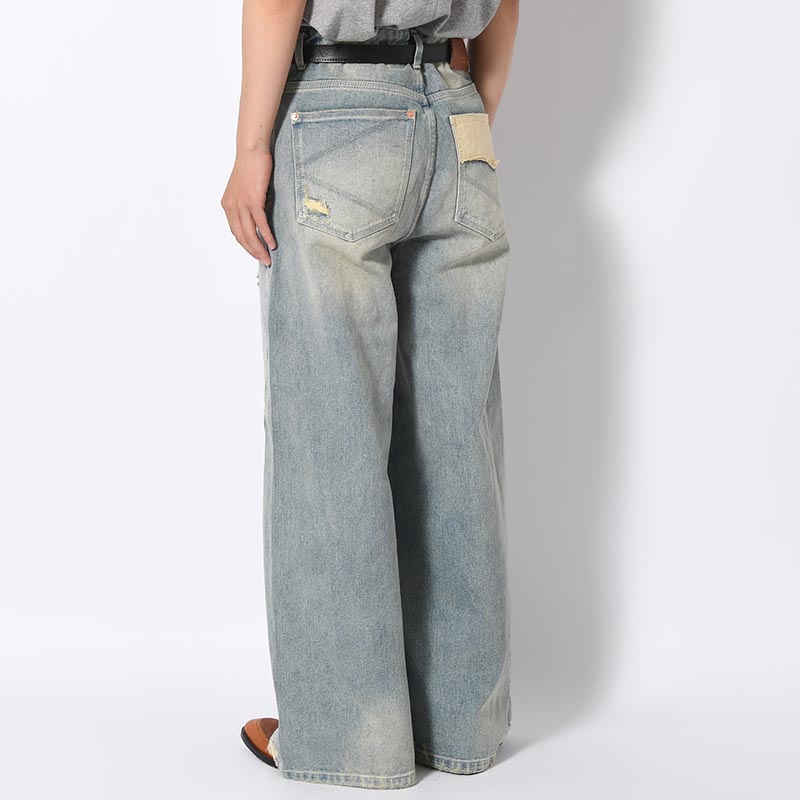 DOUBLE KNEE WIDE DENIM PANTS -2.COLOR-