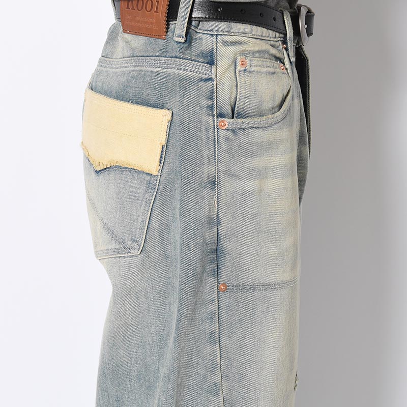 DOUBLE KNEE WIDE DENIM PANTS -2.COLOR-