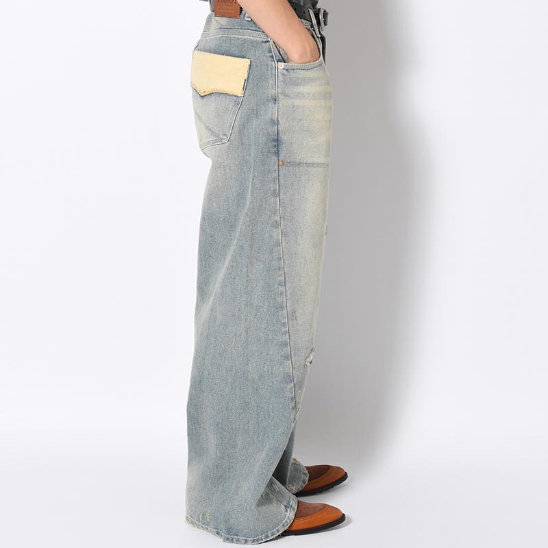 DOUBLE KNEE WIDE DENIM PANTS -2.COLOR-