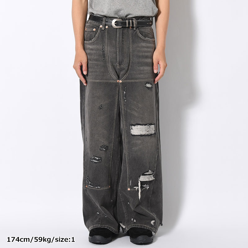 DOUBLE KNEE WIDE DENIM PANTS -2.COLOR-