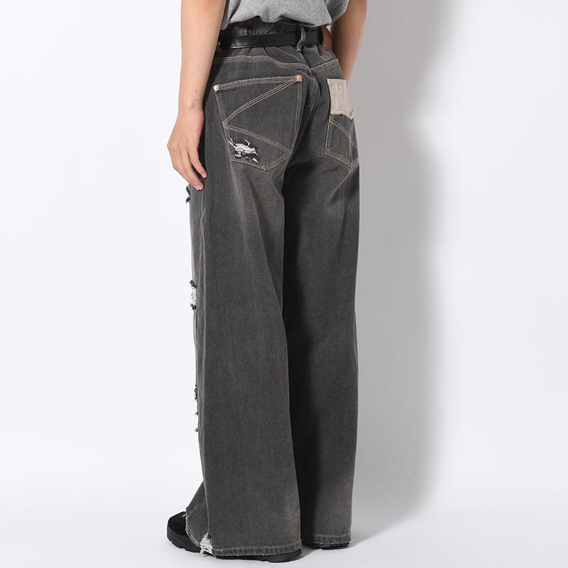 DOUBLE KNEE WIDE DENIM PANTS -2.COLOR-