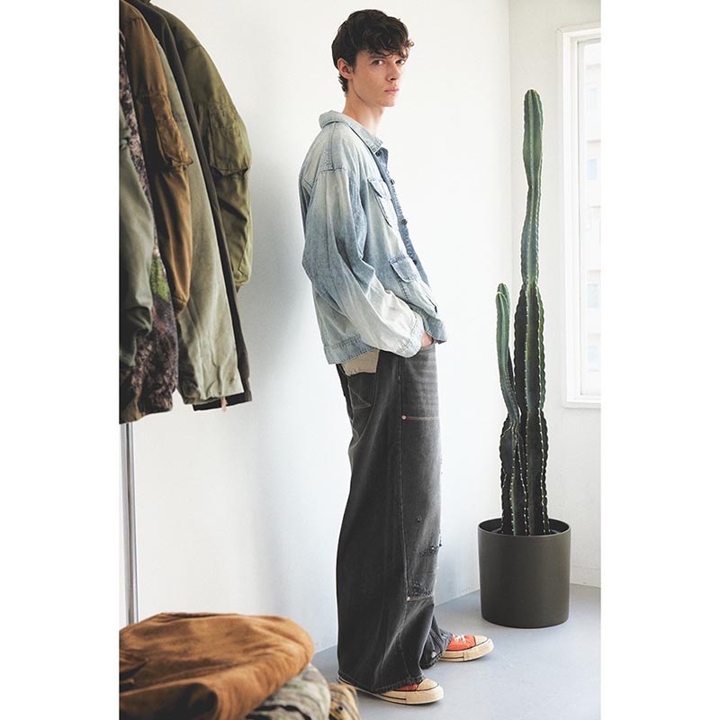 DOUBLE KNEE WIDE DENIM PANTS -2.COLOR-