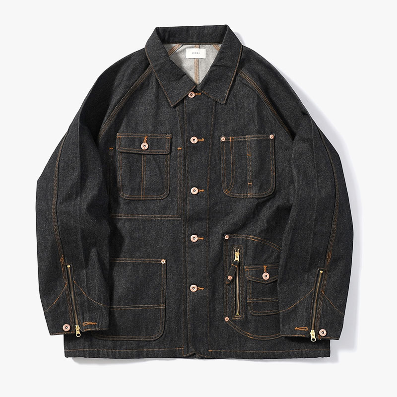 D POCKET DENIM COVERALL -3.COLOR-(BLACK)