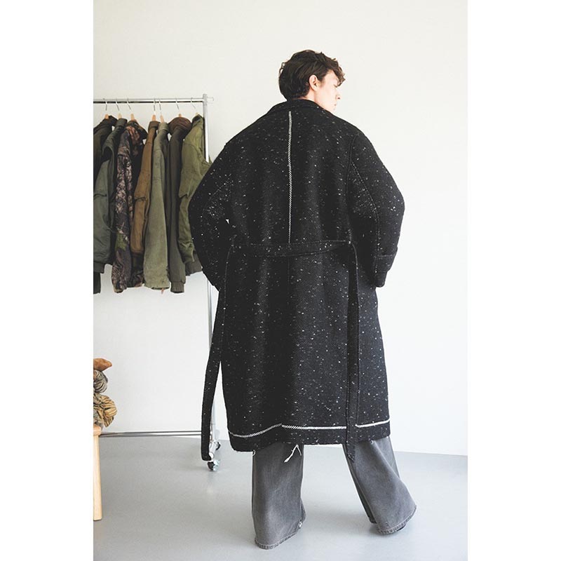 CROSS STITCH ARTISAN COAT -BLACK-