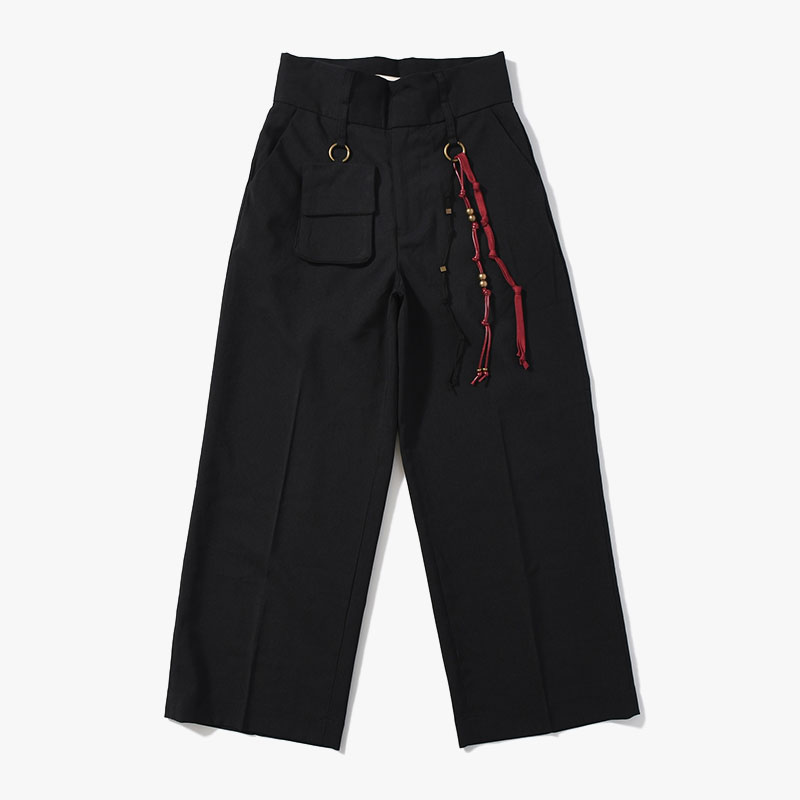 CHAMBRAY DOUBLE WAIST PANTS -3.COLOR-(BLACK)