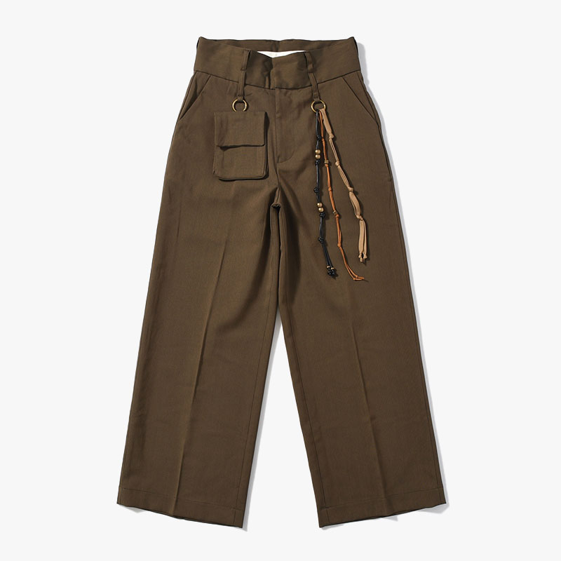 CHAMBRAY DOUBLE WAIST PANTS -3.COLOR-(KHAKI)