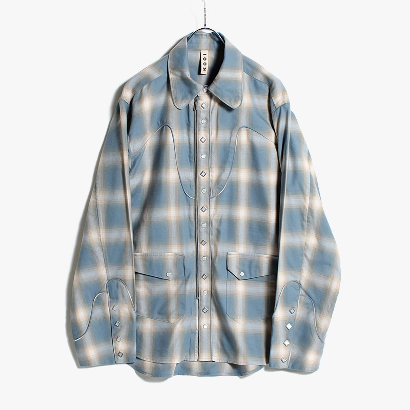 EXCESS WESTERN SHIRT CHECK -2.COLOR-(BLUE)