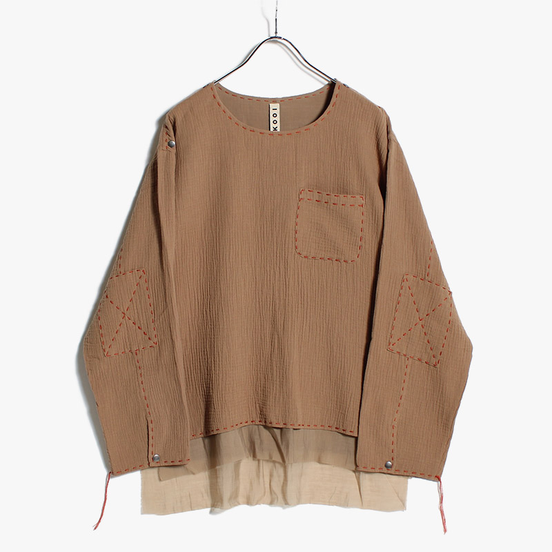 DOUBLE GAUZE STITCH PULLOVER -3.COLOR-(BROWN)