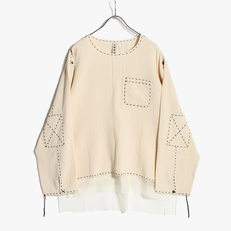 DOUBLE GAUZE STITCH PULLOVER -3.COLOR-(OFF WHITE)