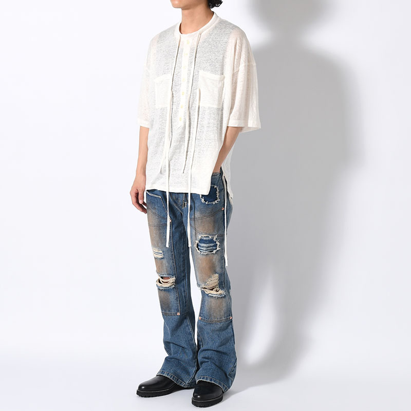 CORD HENRY NECK TEE -2.COLOR-