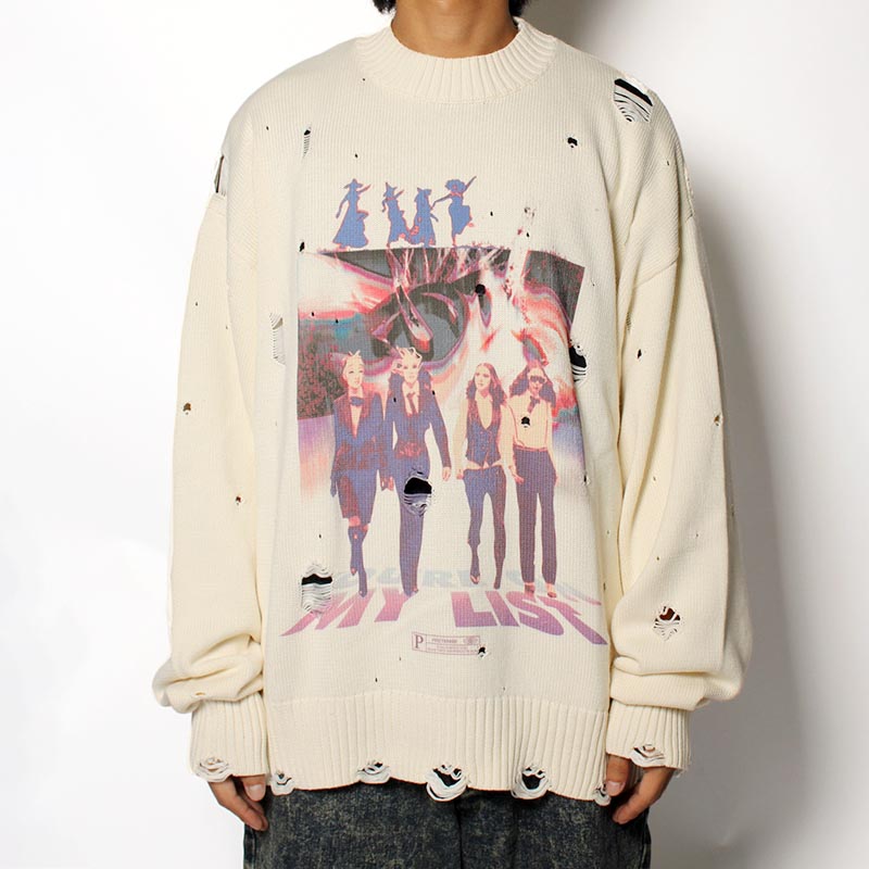 Printed Knit Sweater -2.COLOR-