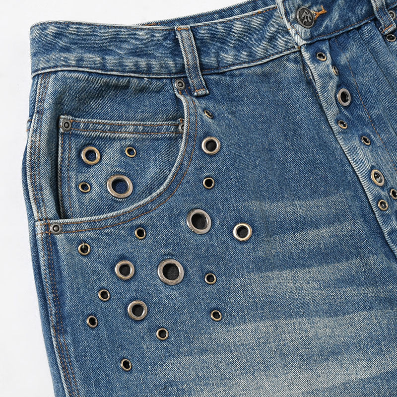 EYELET BAGGY DENIM -2.COLOR-