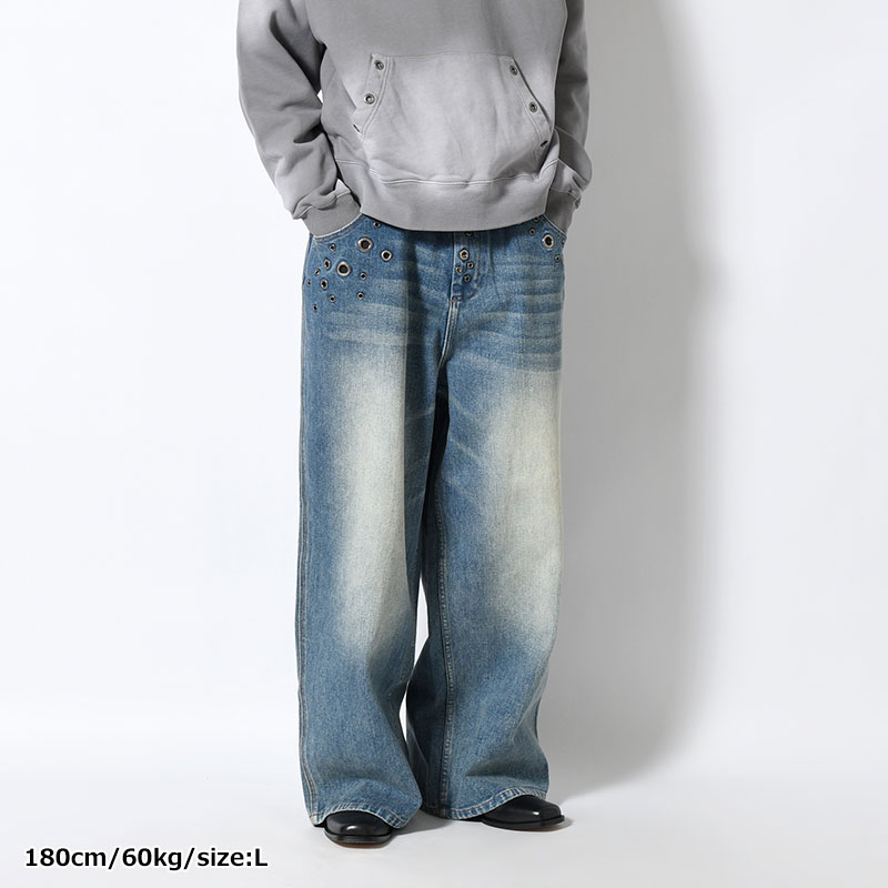EYELET BAGGY DENIM -2.COLOR-
