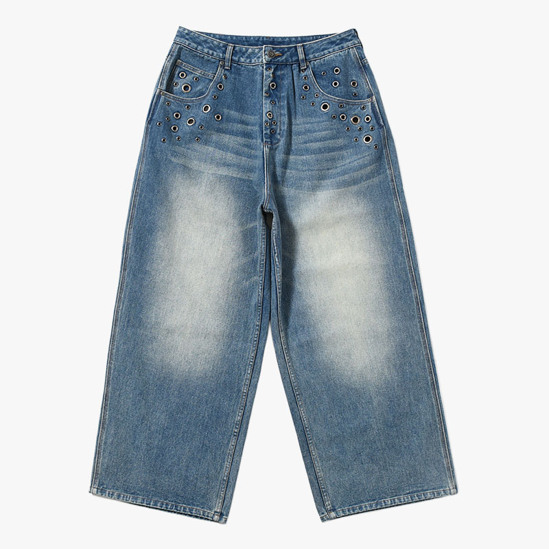EYELET BAGGY DENIM -2.COLOR-