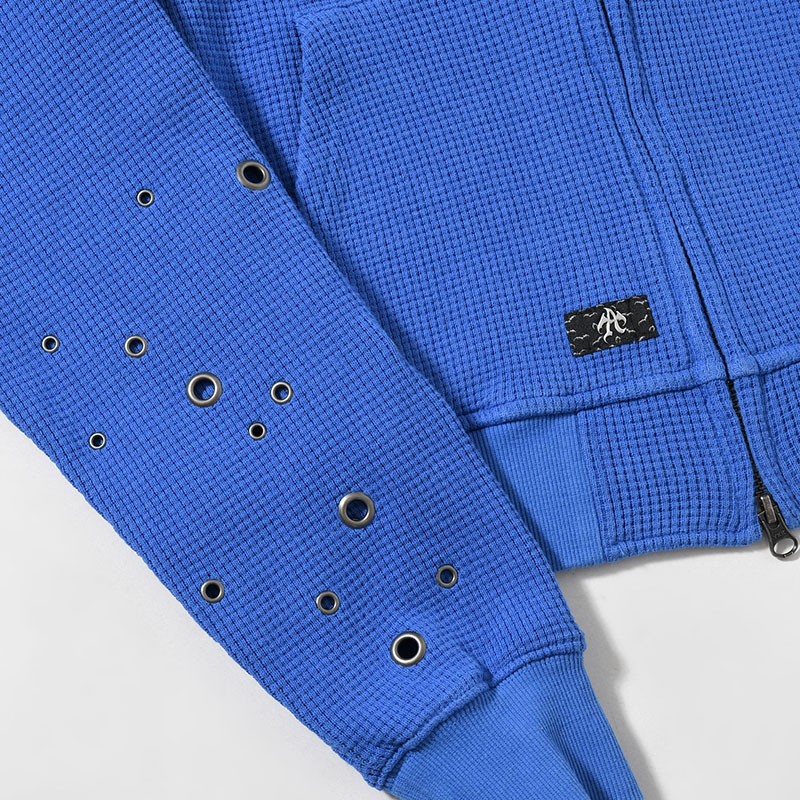 EYELET THERMAL ZIP HOODIE -2.COLOR-