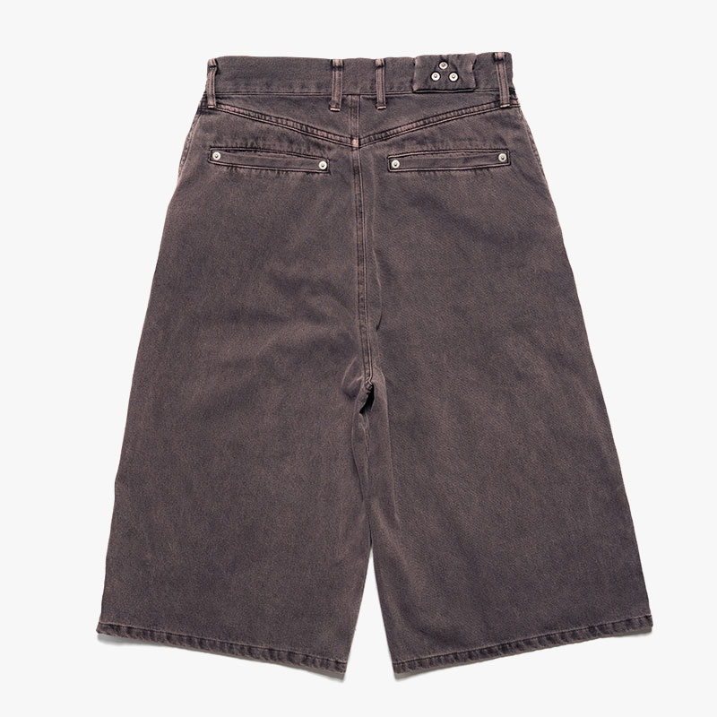 DOUBLE KNEE WIDE DENIM SHORTS -3.COLOR-