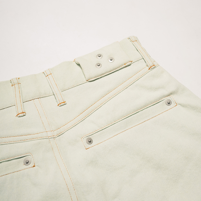 DOUBLE KNEE WIDE DENIM SHORTS -3.COLOR-