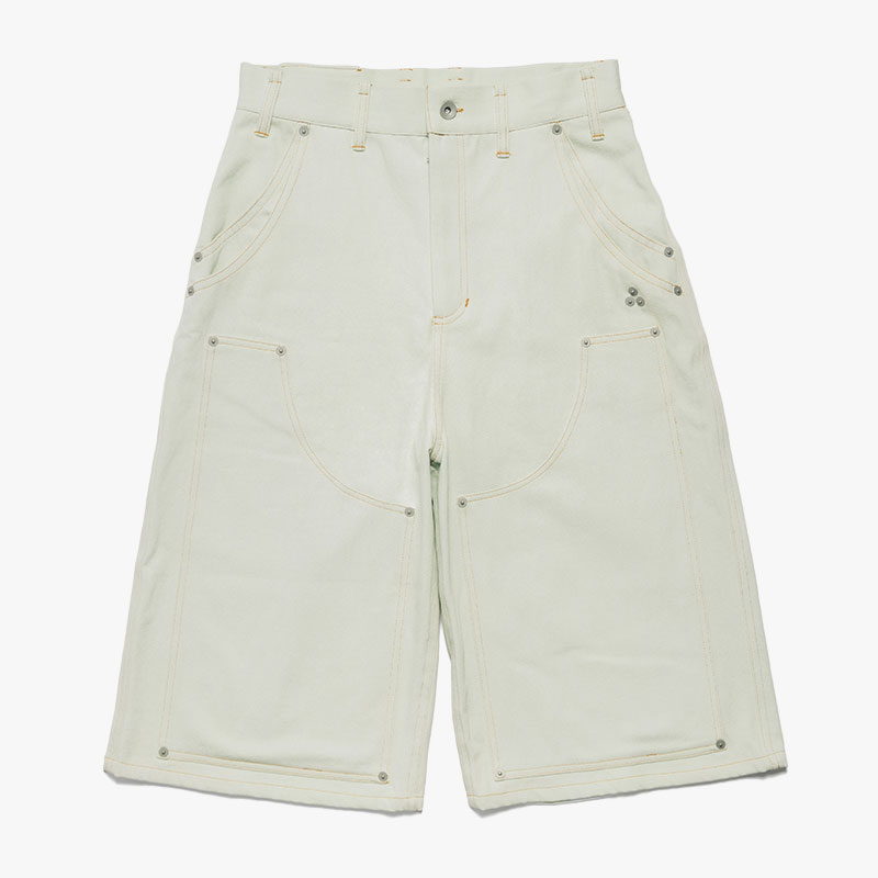 DOUBLE KNEE WIDE DENIM SHORTS -3.COLOR-(L.BLUE)