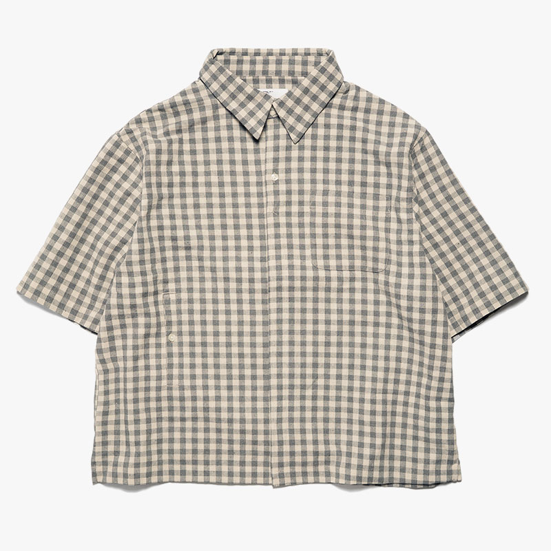 LINEN BLEND GINGHAM S/S SHIRTS -3.COLOR-
