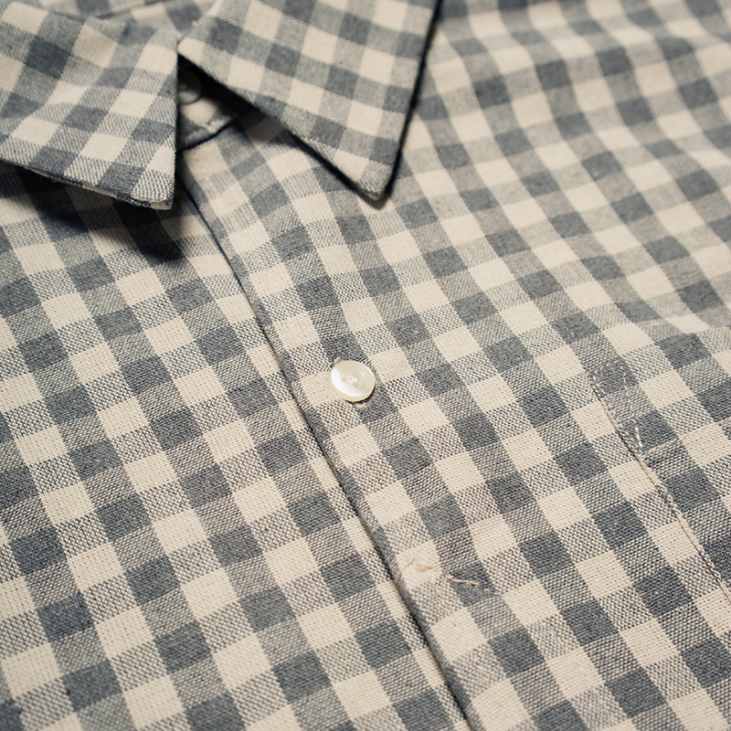 LINEN BLEND GINGHAM S/S SHIRTS -3.COLOR-