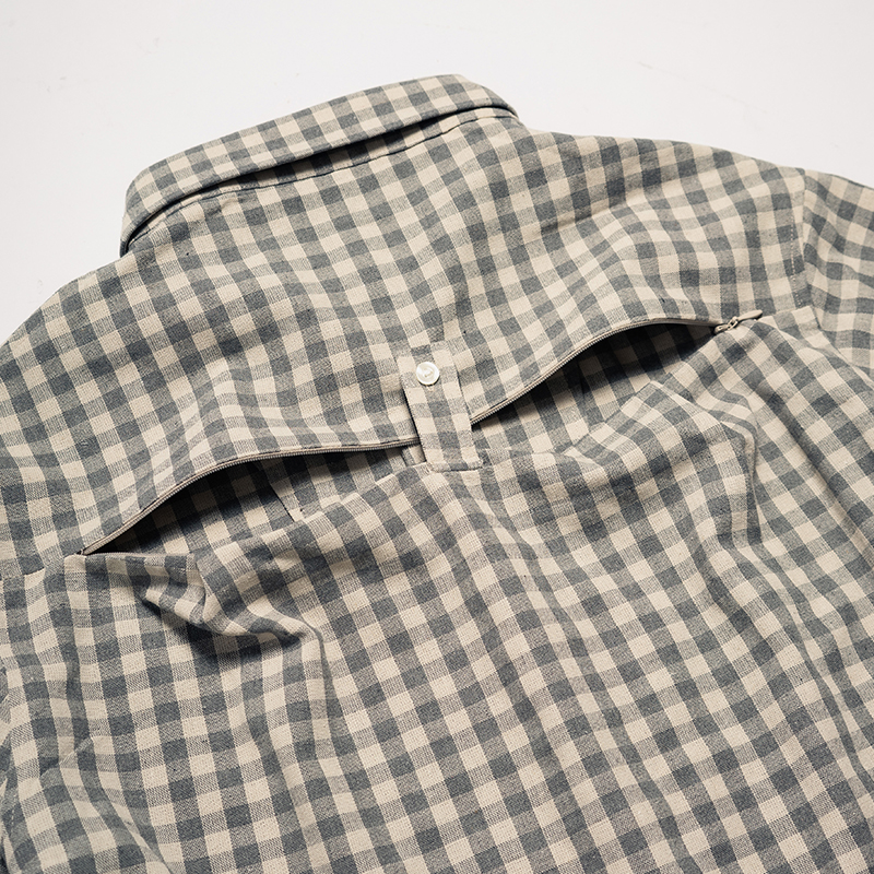 LINEN BLEND GINGHAM S/S SHIRTS -3.COLOR-