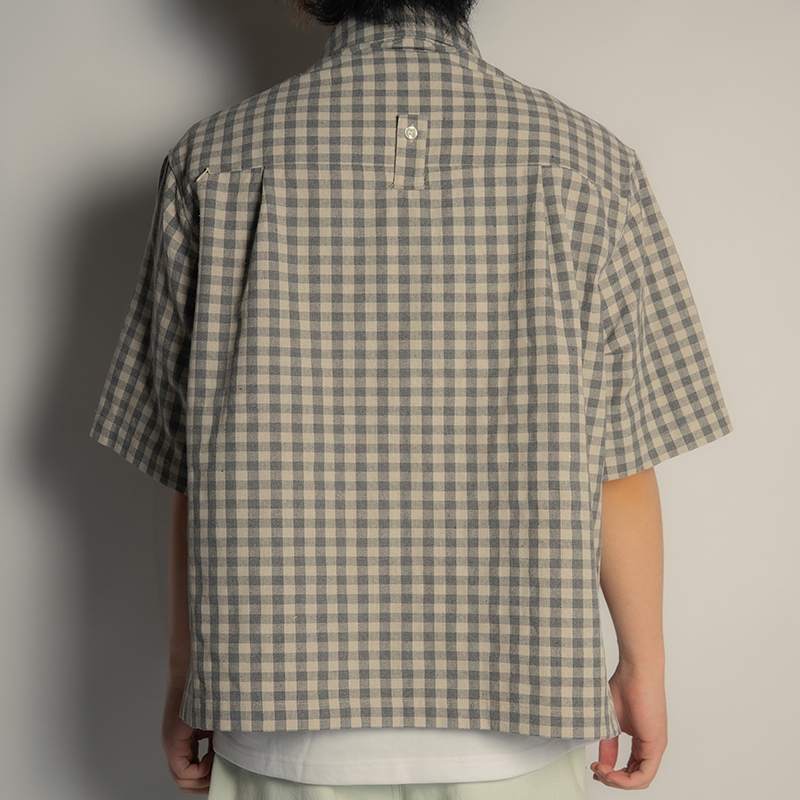 LINEN BLEND GINGHAM S/S SHIRTS -3.COLOR-
