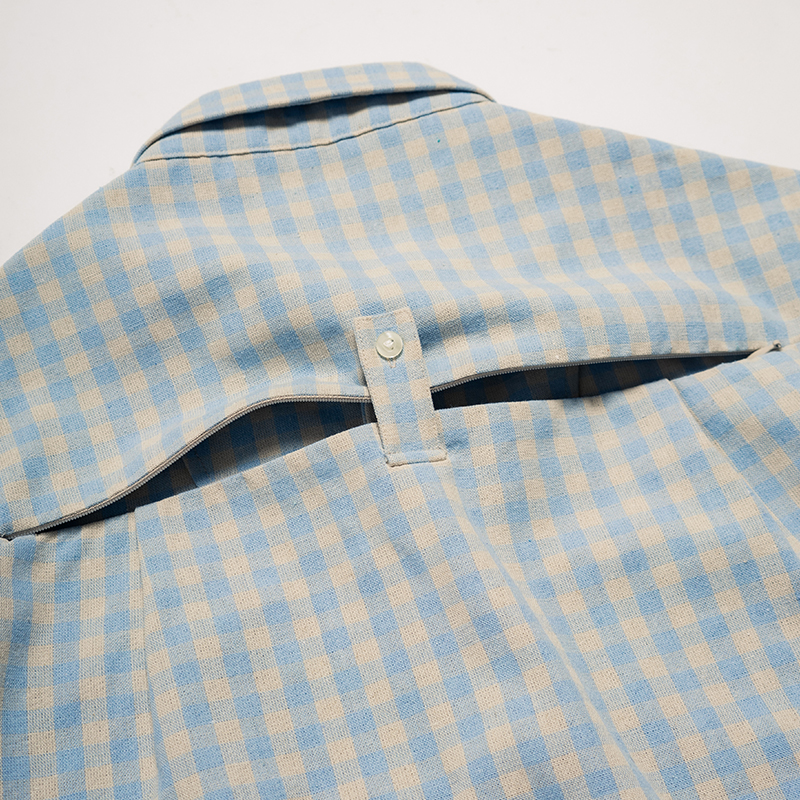 LINEN BLEND GINGHAM S/S SHIRTS -3.COLOR-