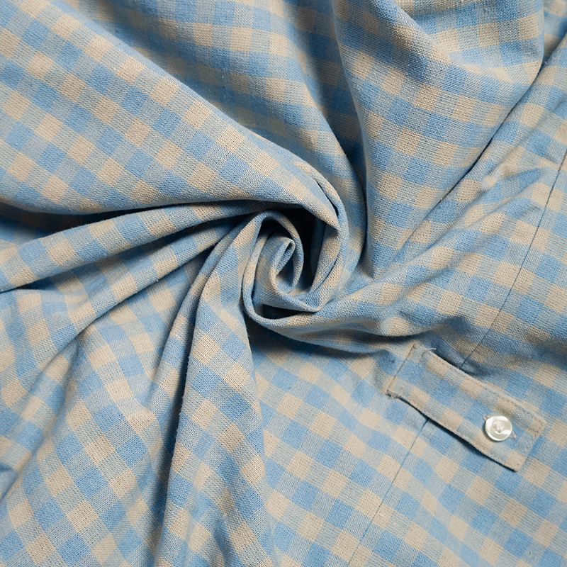 LINEN BLEND GINGHAM S/S SHIRTS -3.COLOR-