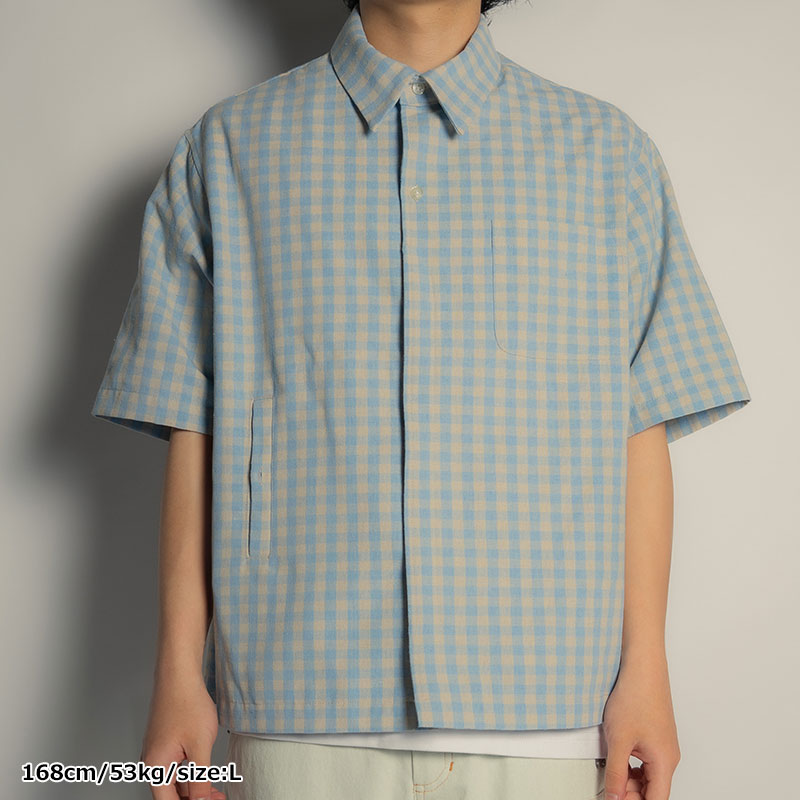 LINEN BLEND GINGHAM S/S SHIRTS -3.COLOR-